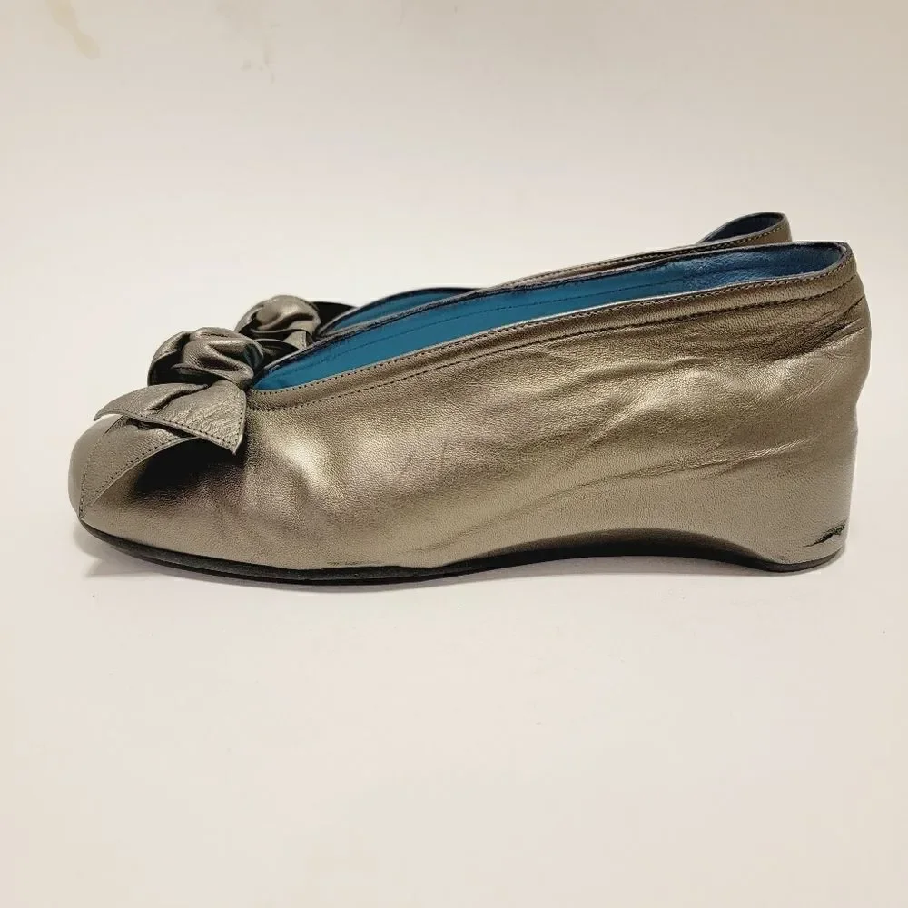 THIERRY RABOTIN CECILIA BALLERINA BOW SQUARE TOE HIDDEN WEDGE Size 7 Size 37.5